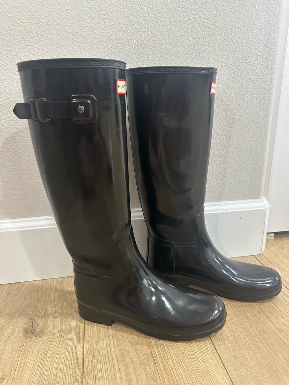 Hunter Gloss Black Knee-High Rain Boots - Picture 2 of 10